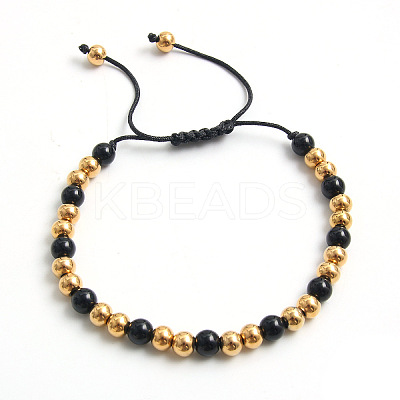 Adjustable Electroplate Titanium 304 Stainless Steel Beads Braided Bead Bracelets for Women Men DG2907-9-1