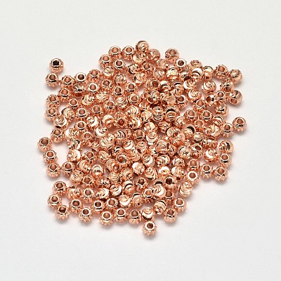 PVD Vacuum Plating Brass Corrugated Round Spacer Beads KK-I598-24RG-RS-1