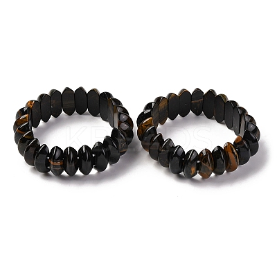 Bicone Natural Tiger Eye Beads Stretch Bracelets for Women Men BJEW-C097-05M-1