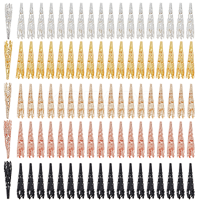 150Pcs 5 Style Iron Filigree Bead Cone IFIN-PH0005-19-1