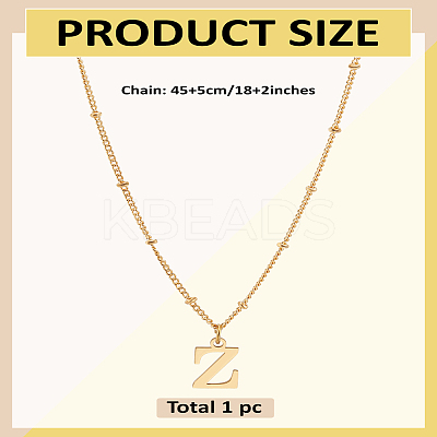 1Pc Brass Chain & 304 Stainless Steel Letter Pendant Necklaces NJEW-LP0001-35Z-G-1