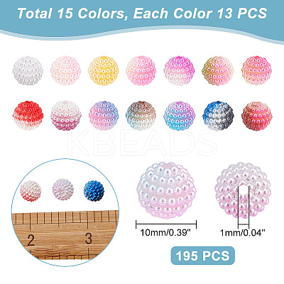 195pcs 15 Colors Imitation Pearl Acrylic Beads OACR-AR0001-14-1