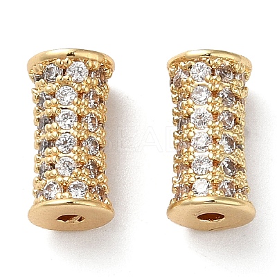Brass Micro Pave Cubic Zirconia Beads KK-P239-24G-1