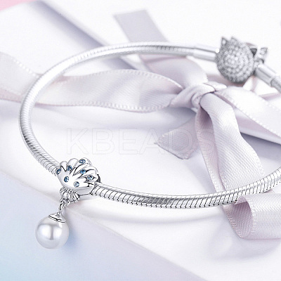 Anti-Tarnish Rhodium Plated 925 Sterling Silver European Dangle Charms HJEW-FF0012-16-1