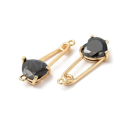 Heart Shaped Glass Connector Charms KK-B074-74G-04-1