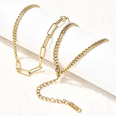 304 Stainless Steel Half Paperclip Chain & Twisted Chain Necklaces for Women NJEW-Z091-11G-1