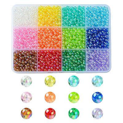 2400Pcs 12 Colors Eco-Friendly Transparent Acrylic Beads TACR-YW0001-97-1