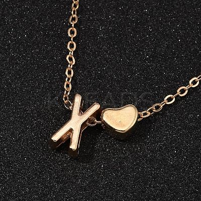 Alloy Letter Heart Pendant Necklaces for Women NJEW-FS0001-09X-1