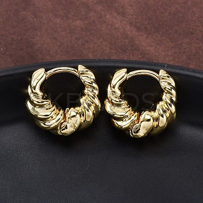 Twist Ring Rack Plating Brass Hoop Earring for Women EJEW-H091-14G-1