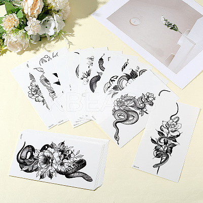 20Pcs 20 Styles Removable Temporary Water Proof Tattoos Paper Stickers DIY-CP0012-48A-1