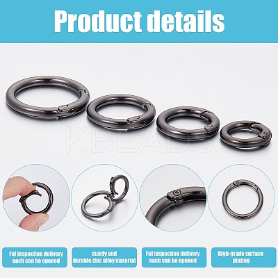 20Pcs 4 Styles Alloy Spring Gate Rings FIND-SP0001-50C-1
