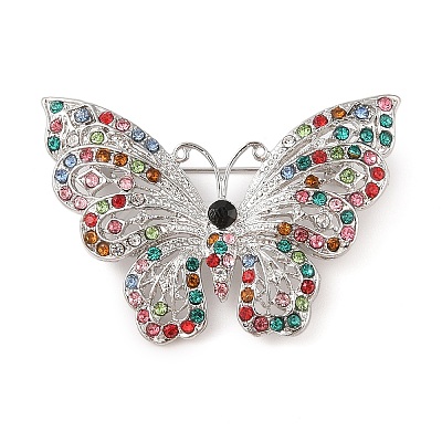 Butterfly Zinc Alloy Rhinestone Brooches for Backpack Clothes JEWB-S027-04C-1
