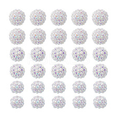 30Pcs 3 Styles Acrylic & Resin with Rhinestone Round Beads OACR-PH0004-27-1