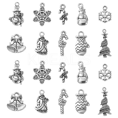50Pcs 10 Style Tibetan Style Alloy Pendants TIBEP-YW0001-63-1