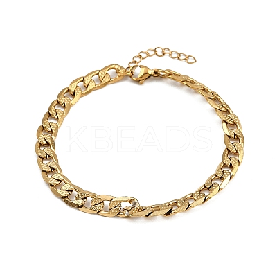 304 Stainless Steel Curb Chain Bracelets for Women BJEW-G757-14G-1