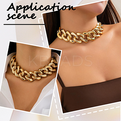 1Pc Aluminum Chunky Cuban Link Chain Choker Necklaces for Women NJEW-SP0001-11LG-1