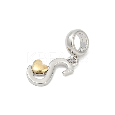 Brass European Dangle Charms KK-Z097-01S-GP-1