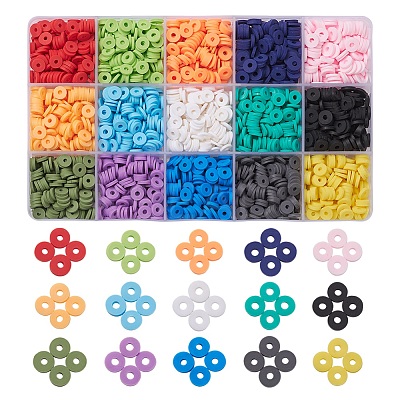 105G 15 Colors Handmade Polymer Clay Beads CLAY-YW0001-43-1