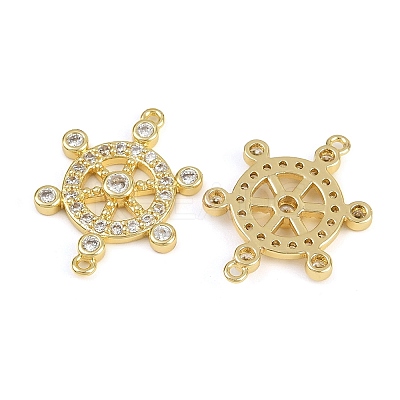 Brass Pave Clear Cubic Zirconia Helm Connector Charms KK-C114-11G-1
