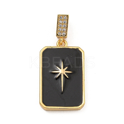 Rack Plating Brass Micro Pave Clear Cubic Zirconia North Star European Dangle Charms KK-U035-17G-03-1