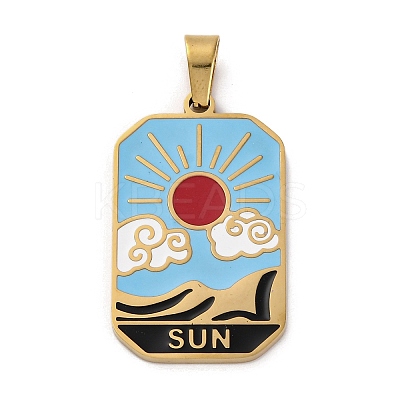 Ion Plating(IP) 304 Stainless Steel Enamel Pendants STAS-Q003-01G-08-1