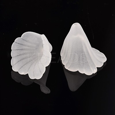 Transparent Frosted Acrylic Flower Beads X-PL551-1