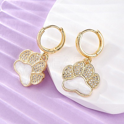 Brass Clear Cubic Zirconia Hoop Earrings LS-EJEW-Q042-03B-G-1