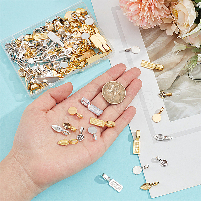 160Pcs 8 Style Tibetan Style Alloy Glue-on Flat Pad Bails TIBE-NB0001-26-1