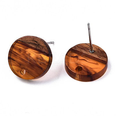 Resin & Walnut Wood Stud Earring Findings MAK-N032-007A-G01-1