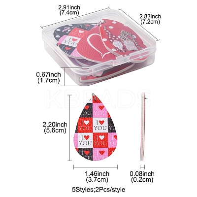 10Pcs 5 Colors PU Leather Big Pendants FIND-FS0003-75-1