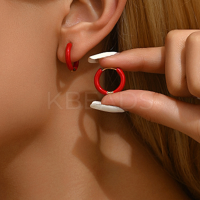 201 Stainless Steel Enamel Hoop Earrings for Wome TC6107-3-1