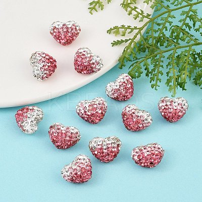 Valentine's Day Gradient Color Polymer Clay Grade A Rhinestone Beads RB-A049-06-1