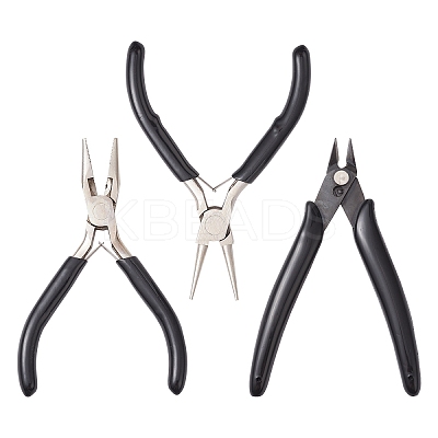 3Pcs 3 Styles Carbon Steel Jewelry Pliers Sets PT-YW0001-10-1