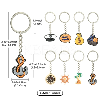 8Pcs 8 Styles Cartoon PVC Pendant Keychain KEYC-FS0001-07-1