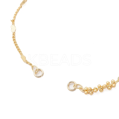 Brass Heart & Round Beaded Link Chains Bracelet Making AJEW-JB01370-1
