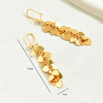 Elegant Heart Tassel Brass Hoop Earrings DN7586-1
