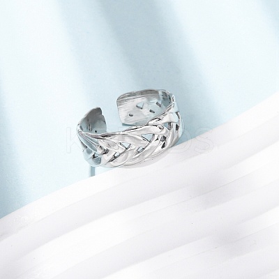 304 Stainless Steel Criss Cross Cuff Rings RJEW-G368-01P-1