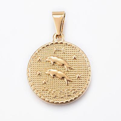 Real 18K Gold Plated 304 Stainless Steel Pendants STAS-H372-01E-1