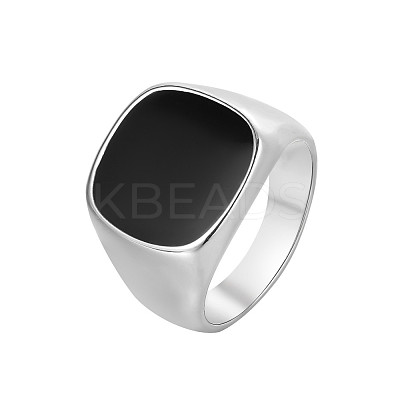 Square 304 Stainless Steel Enamel Finger Rings for Men FS-WG78CFC-01-1