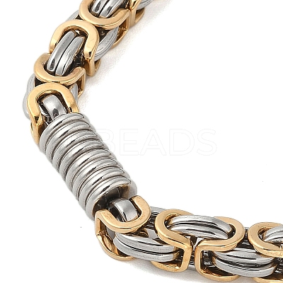 Ion Plating(IP) Grooved Column 304 Stainless Steel Byzantine Chain Bracelets for Men BJEW-B093-07GP-1