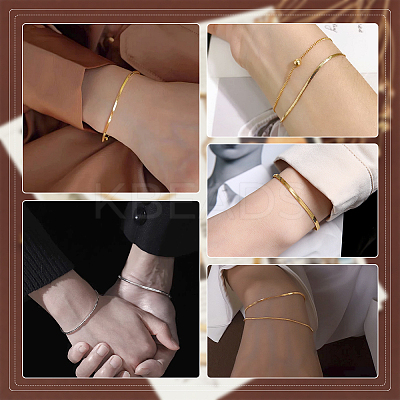 5Pcs 5 Size Ion Plating(IP) 304 Stainless Steel Herringbone Chain Bracelets Set for Men Women BJEW-PH0004-37-1