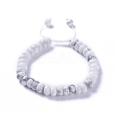 Adjustable Natural Howlite Braided Bead Bracelets BJEW-F369-A08-1