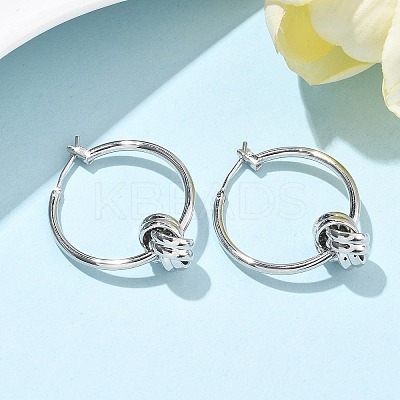 Brass Twist Hoop Earrings for Women EJEW-L297-01A-P-1