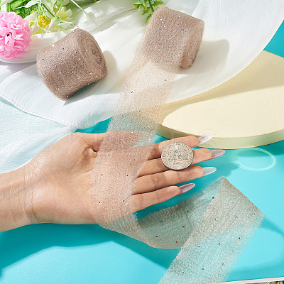 2Rolls Polyester Hot-fix Rhinestone Raw Edges Ribbon OCOR-TA0003-95G-1
