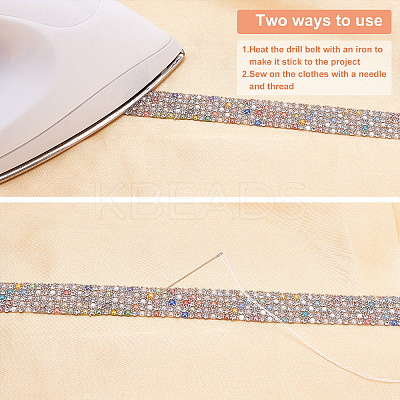 3Yards 3 Style Plastic Glitter Hotfix with Resin Rhinestone DIY-BC0003-35-1