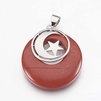 Natural Red Jasper Pendants KK-F751-F17-1