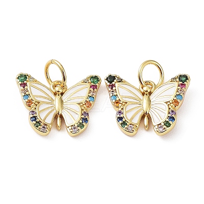 Rack Plating Brass with Cubic Zirconia Enamel Charms KK-B076-06G-1