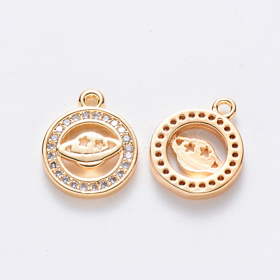 Brass Micro Pave Cubic Zirconia Charms KK-T049-046G-NF-1