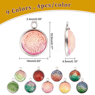 36Pcs 9 Colors Printed Resin Pendants FIND-DC0001-22-1