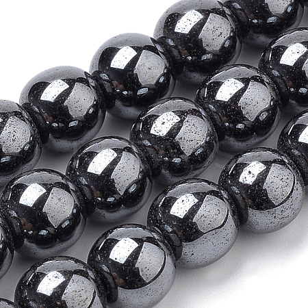 Non-magnetic Synthetic Hematite Beads Strands G-S259-44-4mm-1